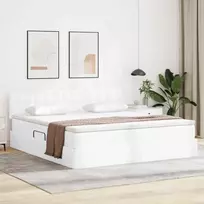 Lova su daiktų laikymo vieta ir LED Švari balta 180 x 200 cm
