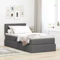 LED saugojimo lova su čiužiniu Tamsiai pilka 90 x 200 cm