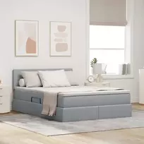 LED saugojimo lova su čiužiniu Šviesiai pilka 140 x 200 cm