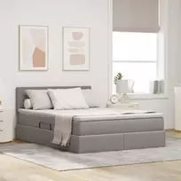 LED saugojimo lova su čiužiniu Taupe 140 x 200 cm Audinys