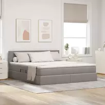 LED saugojimo lova su čiužiniu Taupe 180 x 200 cm Audinys