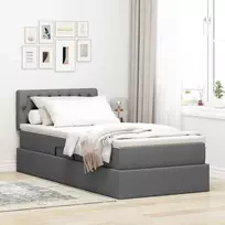 LED saugojimo lova su čiužiniu Tamsiai pilka 90 x 200 cm