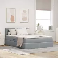 LED saugojimo lova su čiužiniu Šviesiai pilka 140 x 190 cm