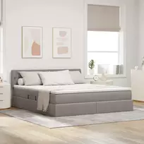 LED saugojimo lova su čiužiniu Taupe 160 x 200 cm Audinys