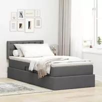 LED saugojimo lova su čiužiniu Tamsiai pilka 90 x 190 cm