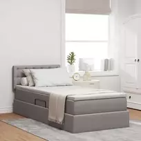 LED saugojimo lova su čiužiniu Taupe 90 x 190 cm Audinys