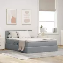 LED saugojimo lova su čiužiniu Šviesiai pilka 140 x 200 cm