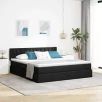 LED saugojimo lova su čiužiniu Juoda 180 x 200 cm Audinys