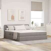 LED saugojimo lova su čiužiniu Taupe 180 x 200 cm Audinys