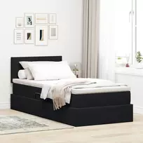 LED saugojimo lova su čiužiniu Juoda 90 x 190 cm Aksomas