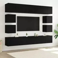 TV spintelių komplektas 8 pcs Juodas ąžuolas Apdirbta mediena