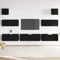 TV spintelių komplektas 7 pcs Juodas ąžuolas 100 x 30 x 30 cm