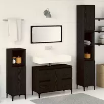 Vonios baldų rinkinys su saugykla 3 pcs Juodas ąžuolas