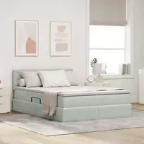 LED saugojimo lova su čiužiniu Šviesiai pilka 140 x 200 cm