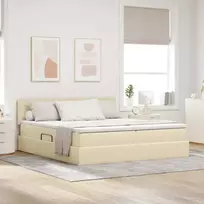 LED saugojimo lova su čiužiniu Kremas 180 x 200 cm Audinys