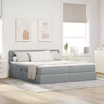 LED saugojimo lova su čiužiniu Šviesiai pilka 180 x 200 cm