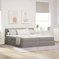 LED saugojimo lova su čiužiniu Taupe 180 x 200 cm Audinys