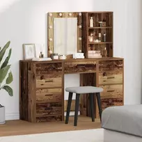 Makiažo stalas su stalčių 3 pcs Ruda Apdirbta mediena