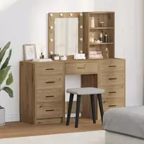 Makiažo stalas su stalčių 3 pcs Ruda Apdirbta mediena
