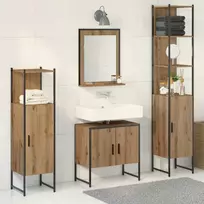 Vonios baldų rinkinys su saugykla 4 pcs Ruda 33 x 33 x 185.5 cm