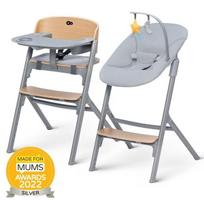 Daugiafunkcinė maitinimo kėdutė Kinderkraft Livy Wood + gultukas Calmee Grey