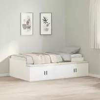 Lovos rėmas su stalčių Balta 90 x 200 cm Apdirbta mediena