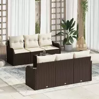 Sodo Sofų Rinkinys su pagalve 7 pcs Ruda ir grietinėlė