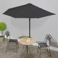 Balkono skėtis su aliuminiu stulpu, juodas, 300x155x223cm
