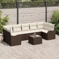 Sodo Sofų Rinkinys su pagalve 8 pcs Ruda ir grietinėlė