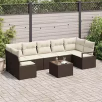 Sodo Sofų Rinkinys su pagalve 8 pcs Ruda ir grietinėlė