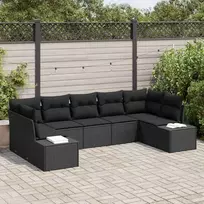 Sodo Sofų Rinkinys su saugykla 7 pcs Juoda Poli ratanas