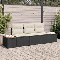 Sodo Sofų Rinkinys 3 pcs Juoda ir kreminė Poli ratanas