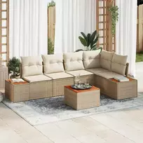 Sodo Sofų Rinkinys su pagalve 6 pcs smėlio ir kreminės spalvos