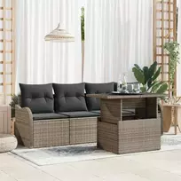 Sodo Sofų Rinkinys su pagalve 5 pcs Pilka Poli ratanas