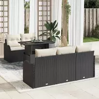Sodo Sofų Rinkinys su pagalve 6 pcs Juoda Poli ratanas