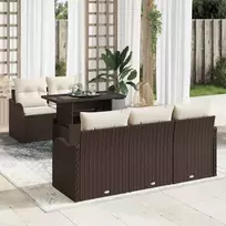 Sodo Sofų Rinkinys su pagalve 6 pcs Ruda Poli ratanas