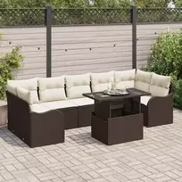 Sodo Sofų Rinkinys su pagalve 8 pcs Ruda Poli ratanas