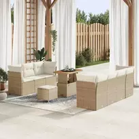 Sodo Sofų Rinkinys su pagalve 10 pcs smėlio ir kreminės spalvos