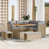 Sodo Sofų Rinkinys 8 pcs smėlio ir šviesiai pilkos spalvos