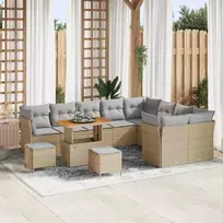 Sodo Sofų Rinkinys 12 pcs smėlio ir šviesiai pilkos spalvos