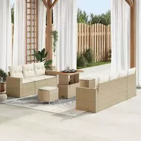Sodo Sofų Rinkinys su pagalve 10 pcs smėlio ir kreminės spalvos