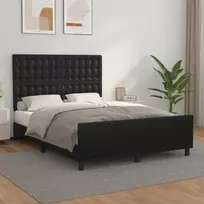 Lovos rėmas su galvūgaliu, juodos, 140x190 cm, dirbtinė oda