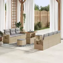 Sodo Sofų Rinkinys 10 pcs smėlio ir šviesiai pilkos spalvos