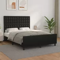 Lovos rėmas su galvūgaliu, juodos, 140x200cm, dirbtinė oda