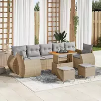 Sodo Sofų Rinkinys 10 pcs smėlio ir šviesiai pilkos spalvos