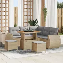 Sodo Sofų Rinkinys 8 pcs smėlio ir šviesiai pilkos spalvos