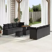 Sodo Sofų Rinkinys su pagalve su saugykla Juoda 90 x 55 x 71 cm
