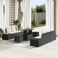Sodo Sofų Rinkinys su pagalve 8 pcs Juoda Poli ratanas