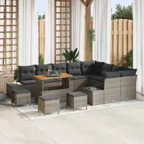 Sodo Sofų Rinkinys su pagalve 13 pcs Pilka Poli ratanas