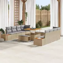 Sodo Sofų Rinkinys su pagalve 11 pcs Smėlio Poli ratanas